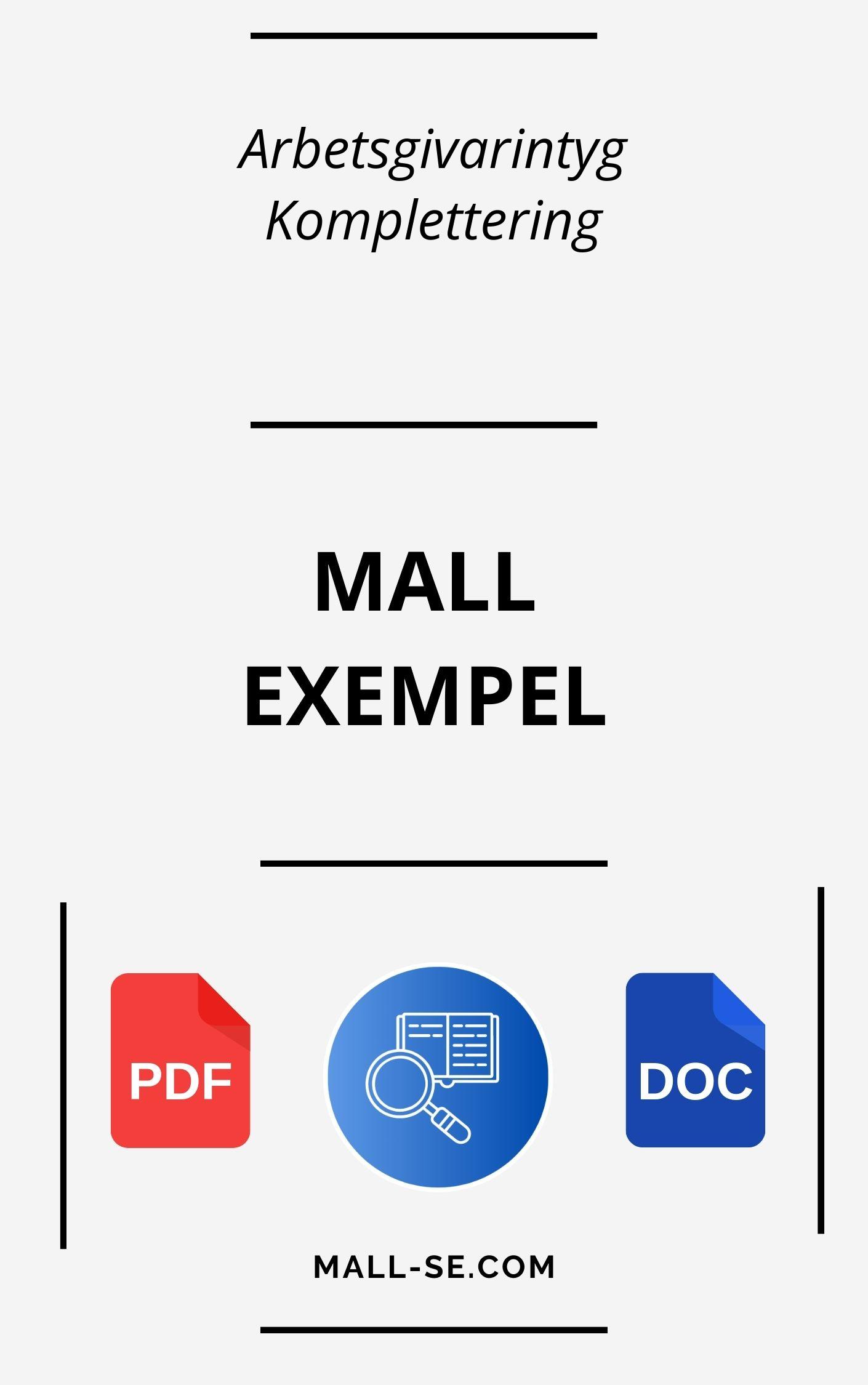 Arbetsgivarintyg Komplettering - Exempel Mall